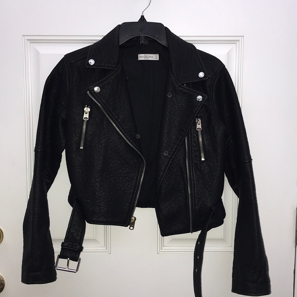 Abercrombie and fitch leather biker jacket